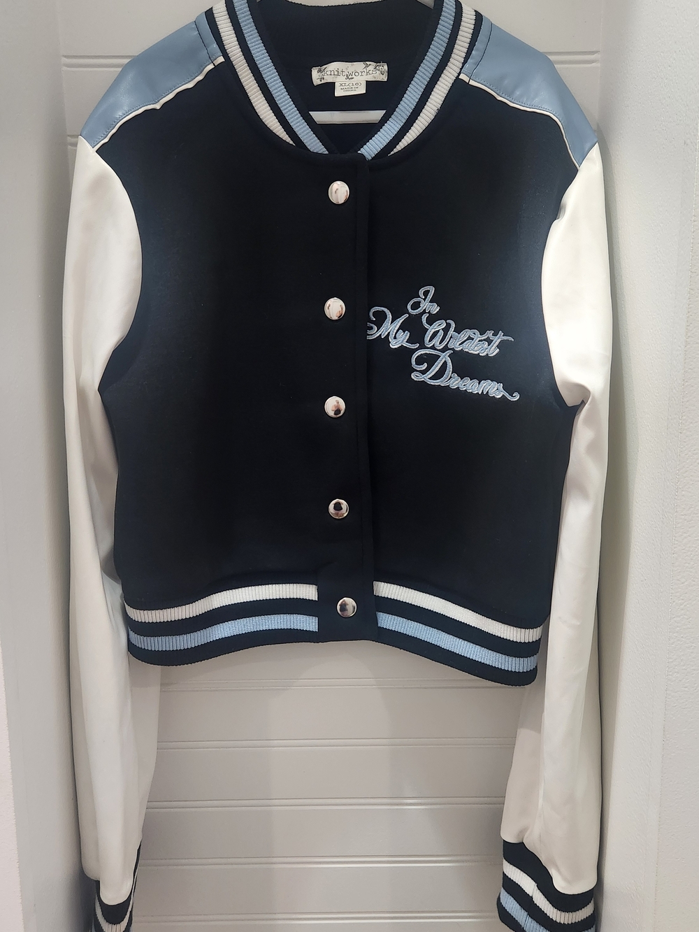 Knitworks Navy, White & Light Blue Varsity Jacket